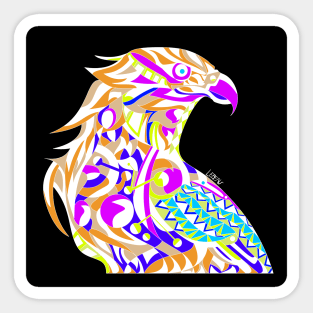 dark mecha peregrine falcon halcon ecopop in mexican techno organic tribal totonac patterns Sticker